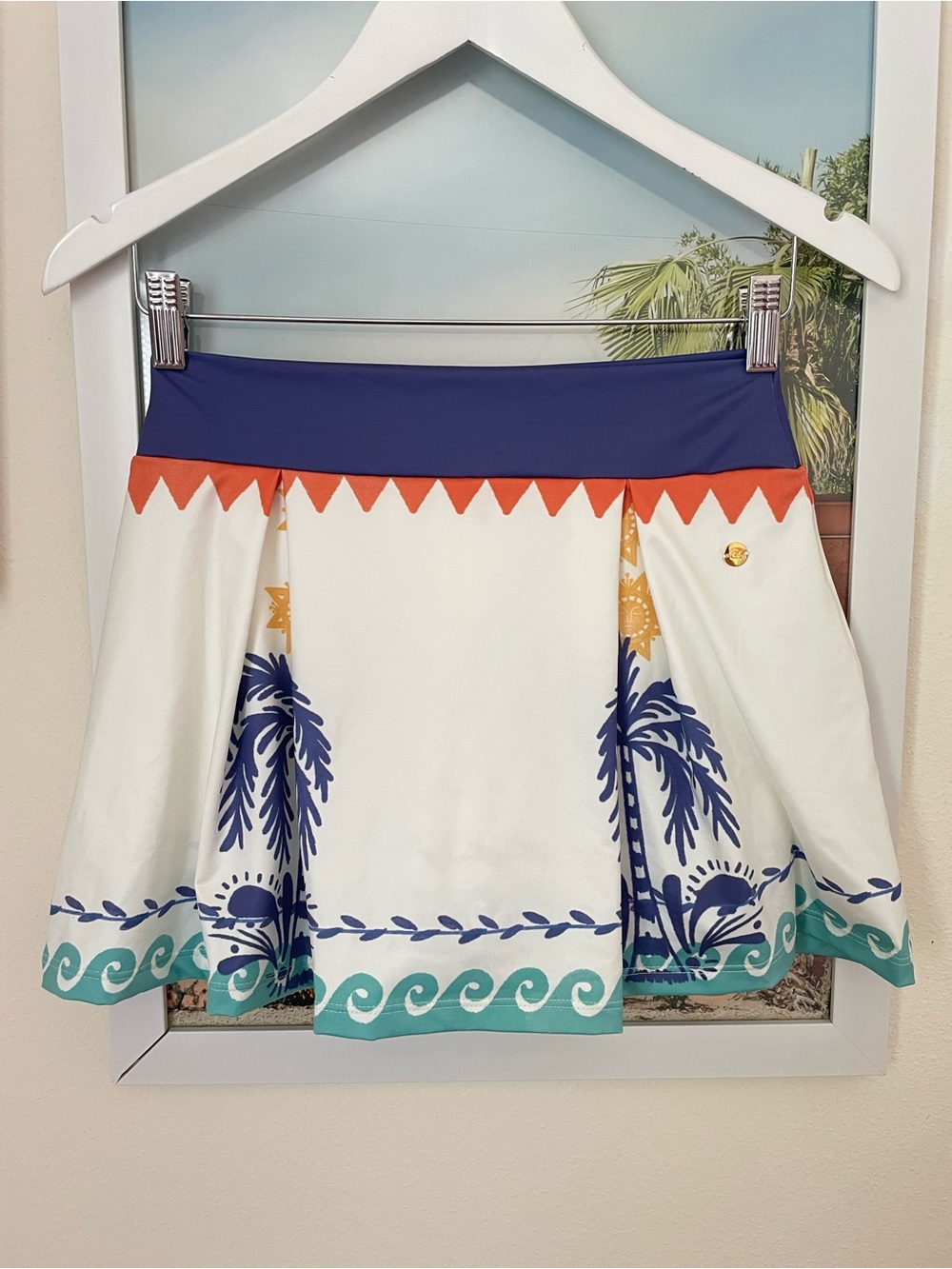 Ola Azul Naya Tropez Palm Mini Skirt with Built in Shorts Size Small New